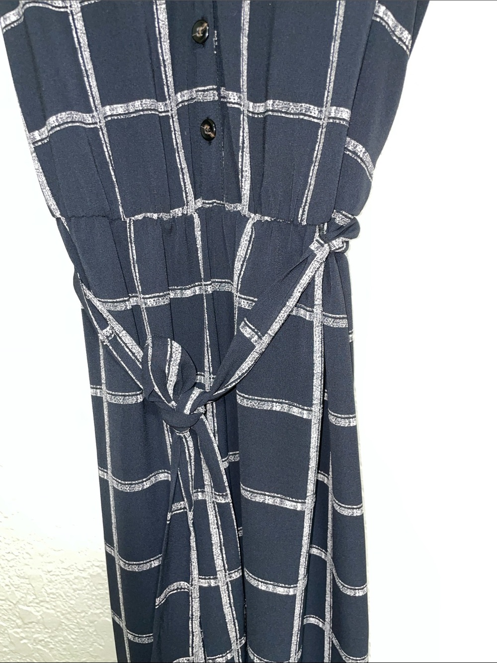Apt. 9 Navy and White Windowpane Sleeveless Jumpsuit - Picture 4 of 9